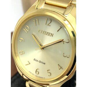 Citizen Women's Watch EM0752-54P Eco Drive Gold Dial Stainless Steel 35mm